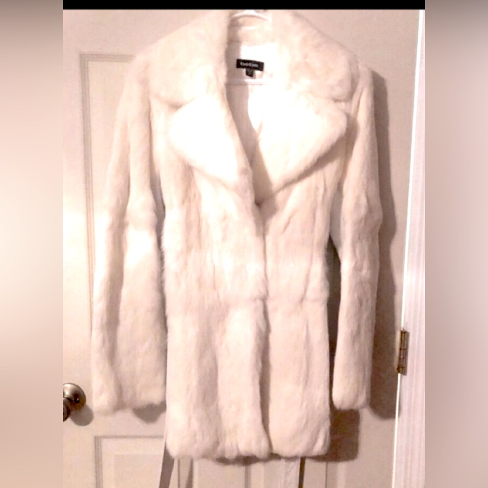 Bebe leather and rabbit fur coat